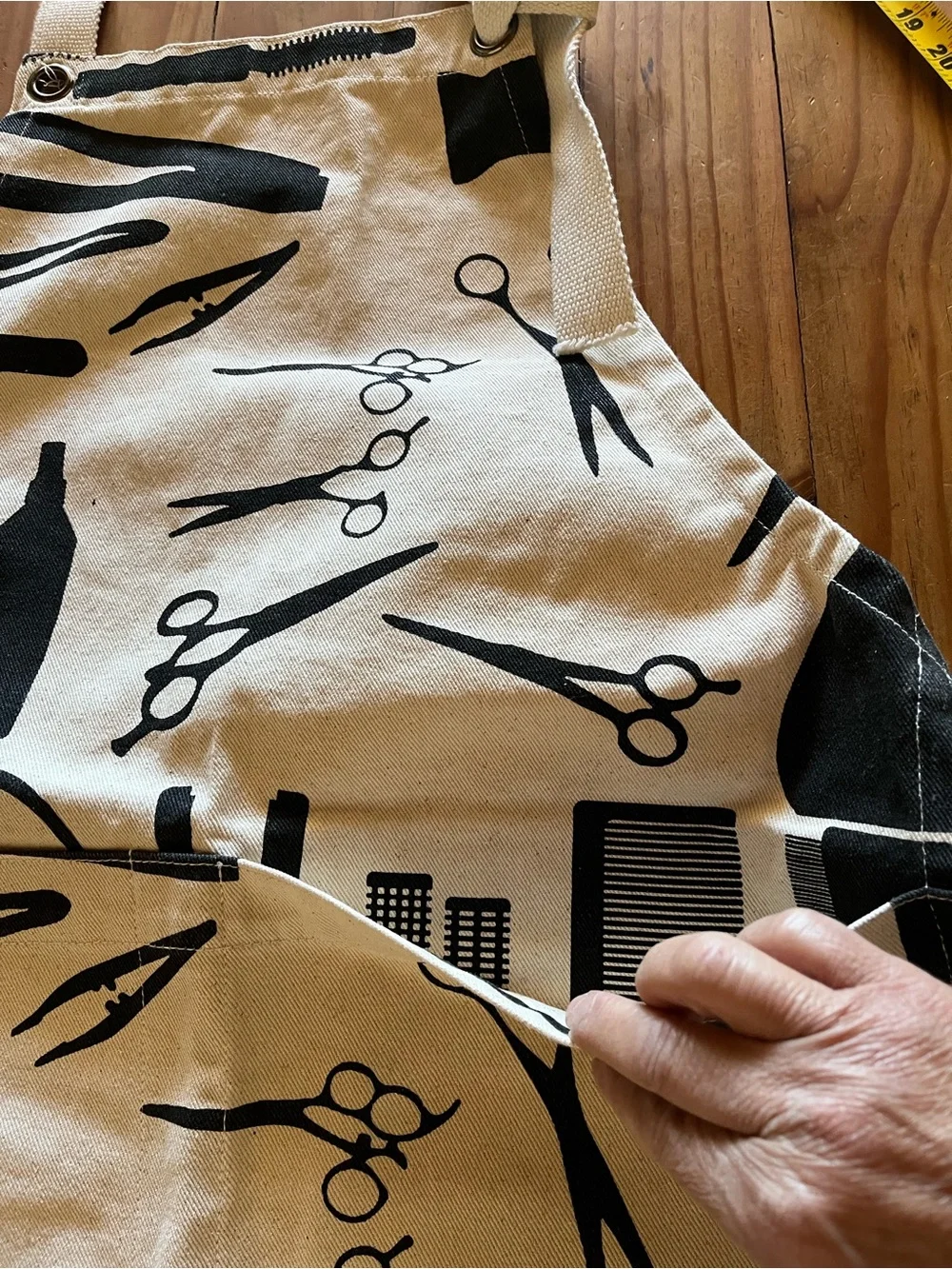 Black & Cream Canvas Hair DresserStylist Print Kitchen or Work Apron